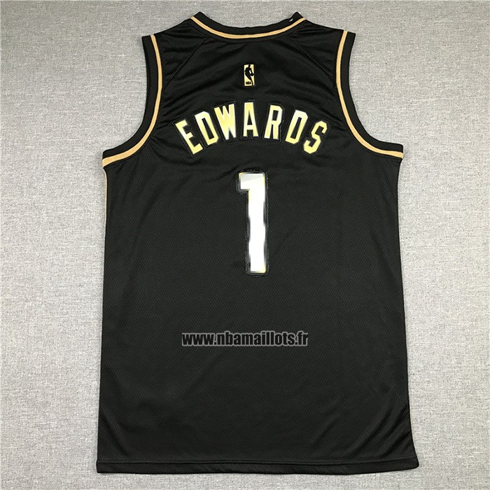 Maillot Golden Edition Minnesota Timberwolves Anthony No 1 Edwards 2020-21 Noir